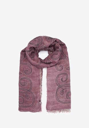 Women's reversible patterned scarf, violet-beige, 95-7D-X12-6, Photo 1