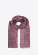 Women's reversible patterned scarf, violet-beige, 95-7D-X12-6, Photo 2