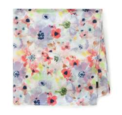 Damski szal z połyskliwej tkaniny w kwiaty, biało - fioletowy, 94-7D-X01-2, Zdjęcie 1