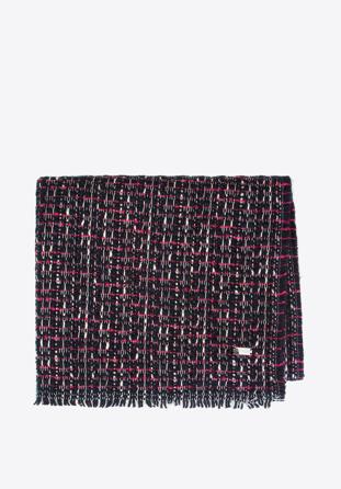 Damski szal z tkaniny bouclé, granatowo-różowy, 93-7F-012-X1, Zdjęcie 1