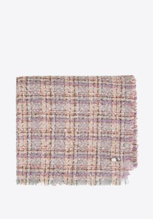 Damski szal z tkaniny pętelkowej, beżowo-fioletowy, 93-7F-009-XP, Zdjęcie 1