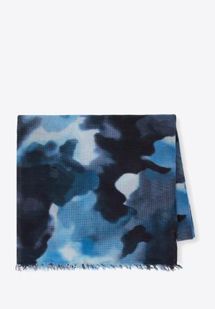 Women's patterned scarf, navy blue-blue, 95-7D-X05-X1, Photo 1