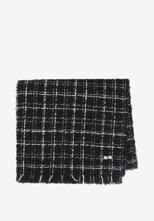 Women's scarf with silver thread, black-white, 93-7F-011-X1, Photo 1