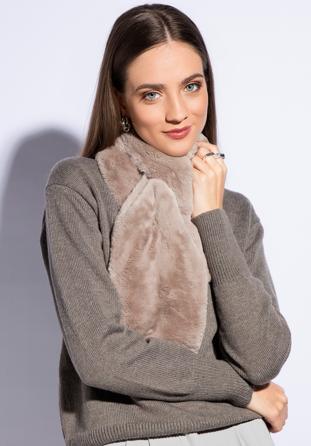 Women's faux fur winter scarf, beige, 95-7F-003-9, Photo 1
