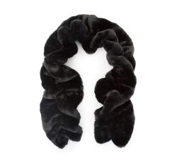 Women's ruched faux fur scarf, black, 93-7F-001-1, Photo 1