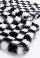 Damski szal ze sztucznego futerka w kratkę, czarno-biały, 95-7F-004-9, Zdjęcie 3