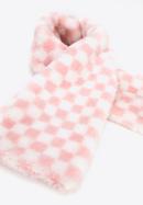 Damski szal ze sztucznego futerka w kratkę, różowo-biały, 95-7F-004-9, Zdjęcie 3