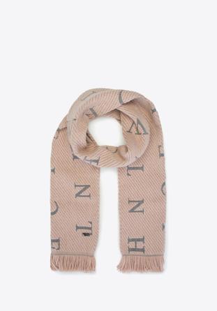 Women's monogram scarf, powder pink, 93-7F-007-9, Photo 1