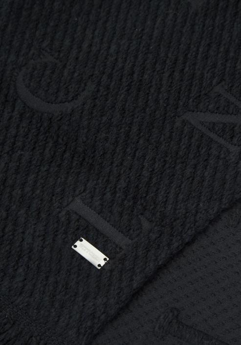 Damski szalik haftowany w litery, czarny, 93-7F-007-1, Zdjęcie 4