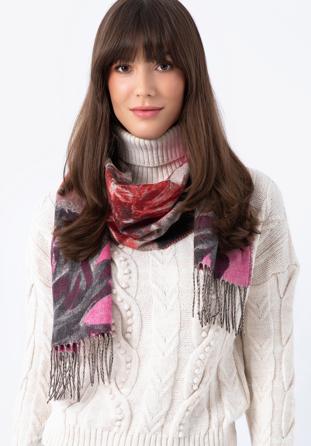 Women's flower scarf, grey-pink, 97-7F-X11-X1, Photo 1