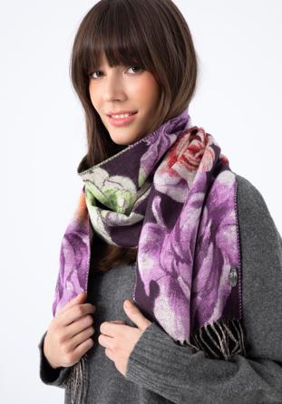Women's flower scarf, purple-green, 97-7F-X11-X2, Photo 1