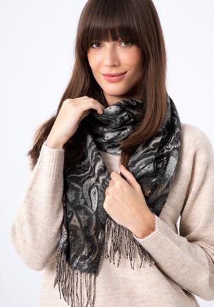 Women's scarf with a kaleidoscopic pattern, graphite - grey, 97-7F-X11-X5, Photo 1