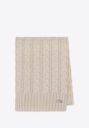 Women's cable knit scarf, cream, 95-7F-005-P, Photo 1