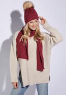 Women's cable knit scarf, burgundy, 95-7F-005-P, Photo 15