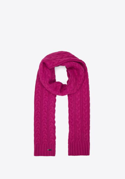 Women's cable knit scarf, pink, 95-7F-005-0, Photo 2