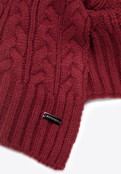 Women's cable knit scarf, burgundy, 95-7F-005-P, Photo 3