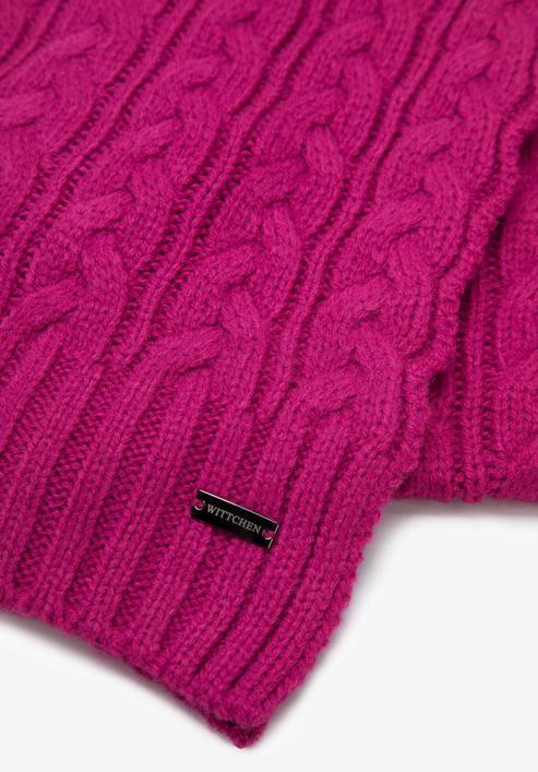 Women's cable knit scarf, pink, 95-7F-005-0, Photo 3