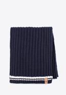 Women's knitted winter scarf, navy blue-white, 97-7F-003-08, Photo 1