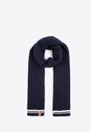 Women's knitted winter scarf, navy blue-white, 97-7F-003-08, Photo 2