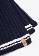 Women's knitted winter scarf, navy blue-white, 97-7F-003-08, Photo 3