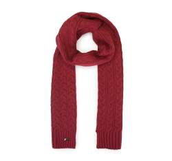 Women's cable knit scarf, burgundy, 93-7F-006-2, Photo 1