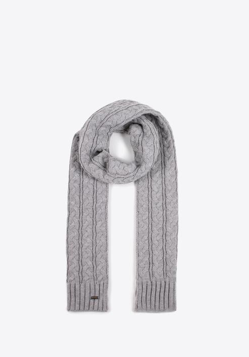 Women's cable knit scarf, grey, 97-7F-017-8, Photo 2