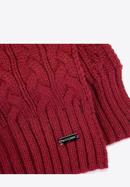 Women's cable knit scarf, burgundy, 93-7F-006-2, Photo 3
