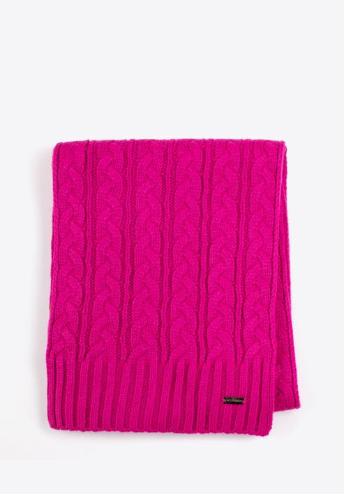 Women's cable knit scarf, pink, 97-7F-016-7, Photo 1