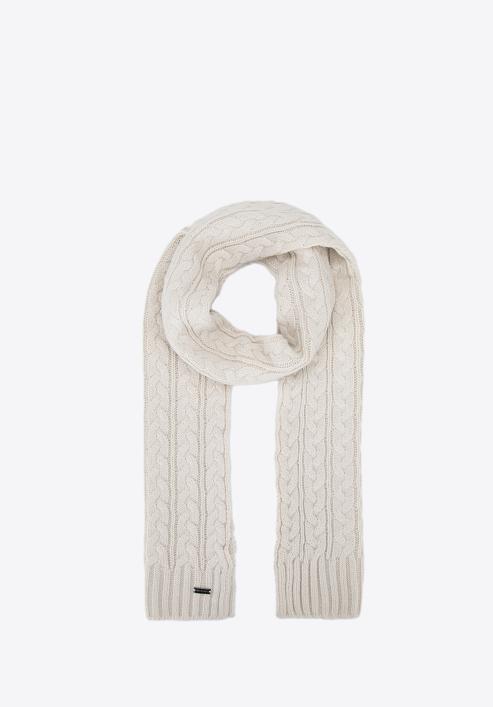 Women's cable knit scarf, cream, 97-7F-016-2, Photo 2