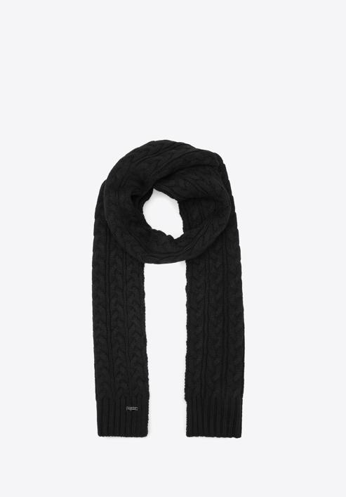Women's cable knit scarf, black, 97-7F-016-7, Photo 2