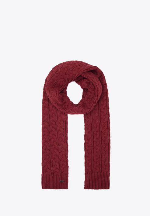 Women's cable knit scarf, dar red, 97-7F-016-2, Photo 2