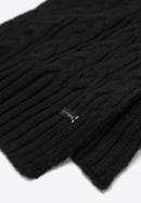 Damski szalik z warkoczowym splotem długi, czarny, 97-7F-016-2, Zdjęcie 3