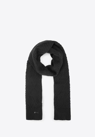 Diamond cable knit scarf, black, 93-7F-002-1, Photo 1