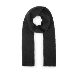 Diamond cable knit scarf, black, 93-7F-002-1, Photo 1