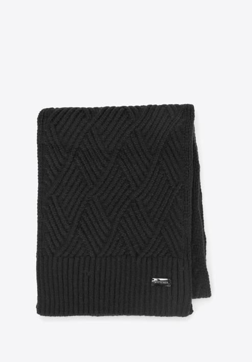 Diamond cable knit scarf, black, 93-7F-002-1, Photo 2
