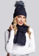 Diamond cable knit scarf, navy blue, 93-7F-002-1, Photo 9