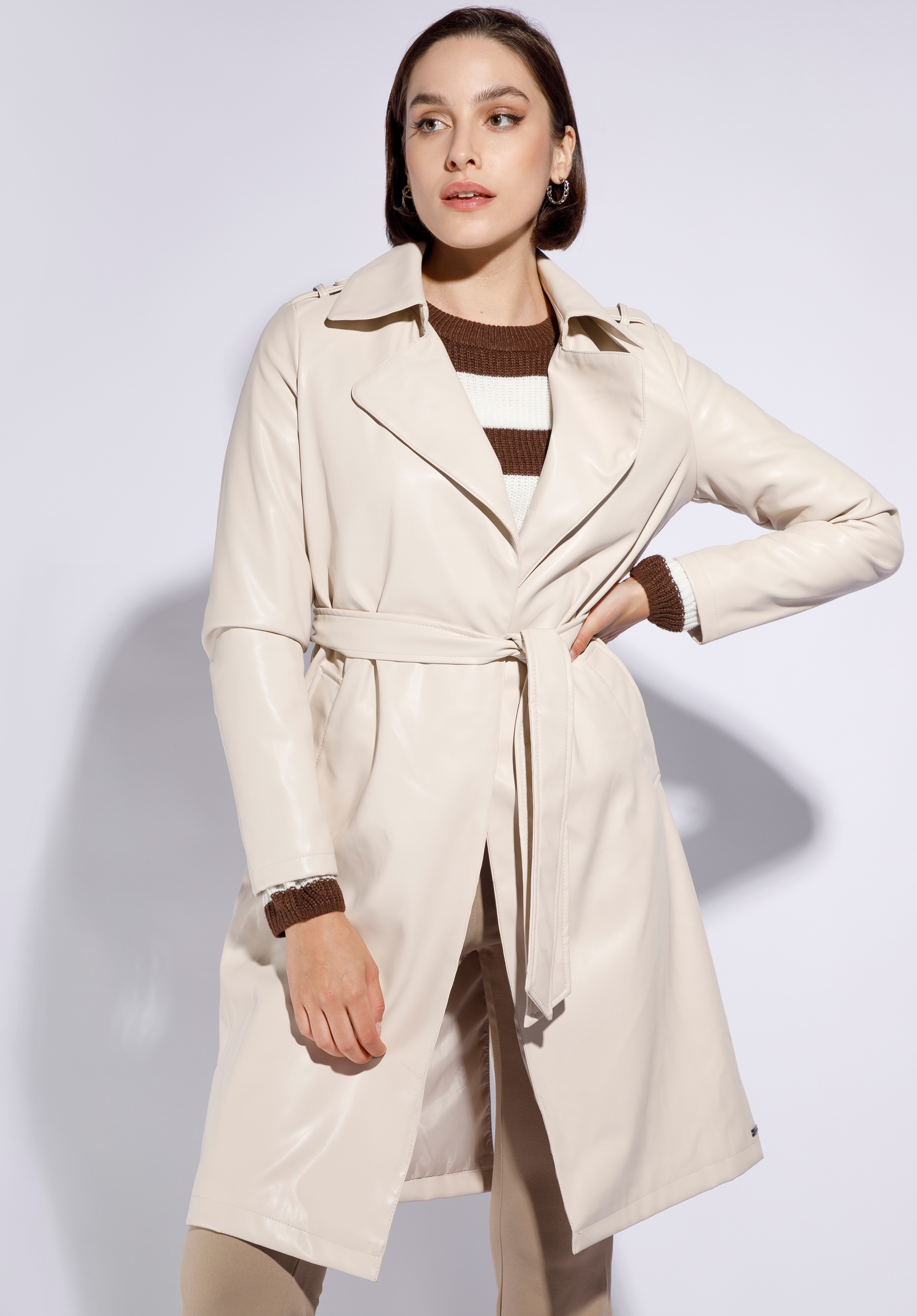 Womens faux leather hot sale trench coat