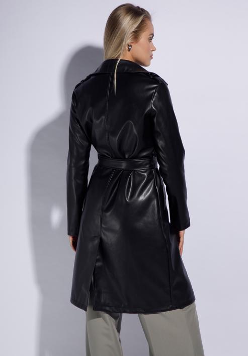 Faux leather trench coat, black, 95-9P-103-0-L, Photo 5