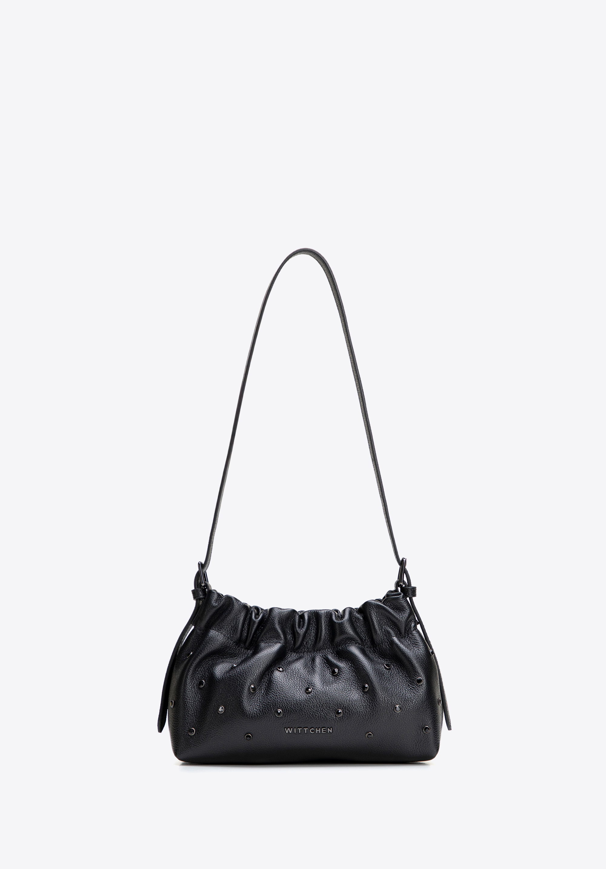 Women's crystal-embellished mini leather hobo bag