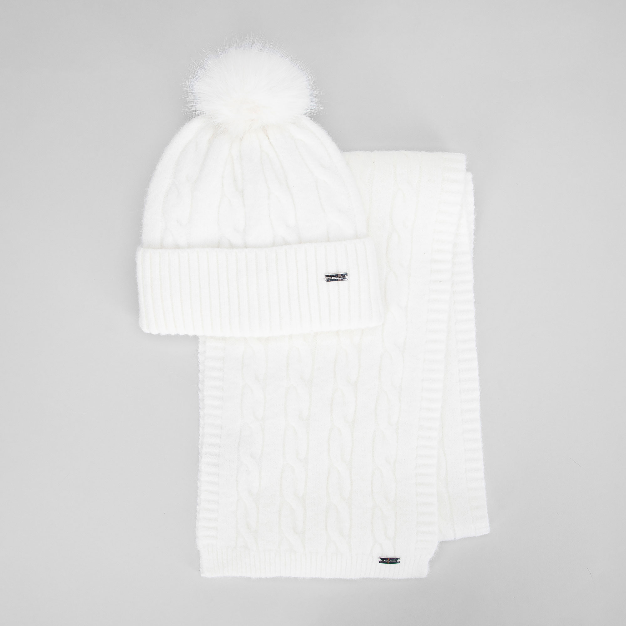 Dámsky set biela čiapka a šál 101-SF-021-0