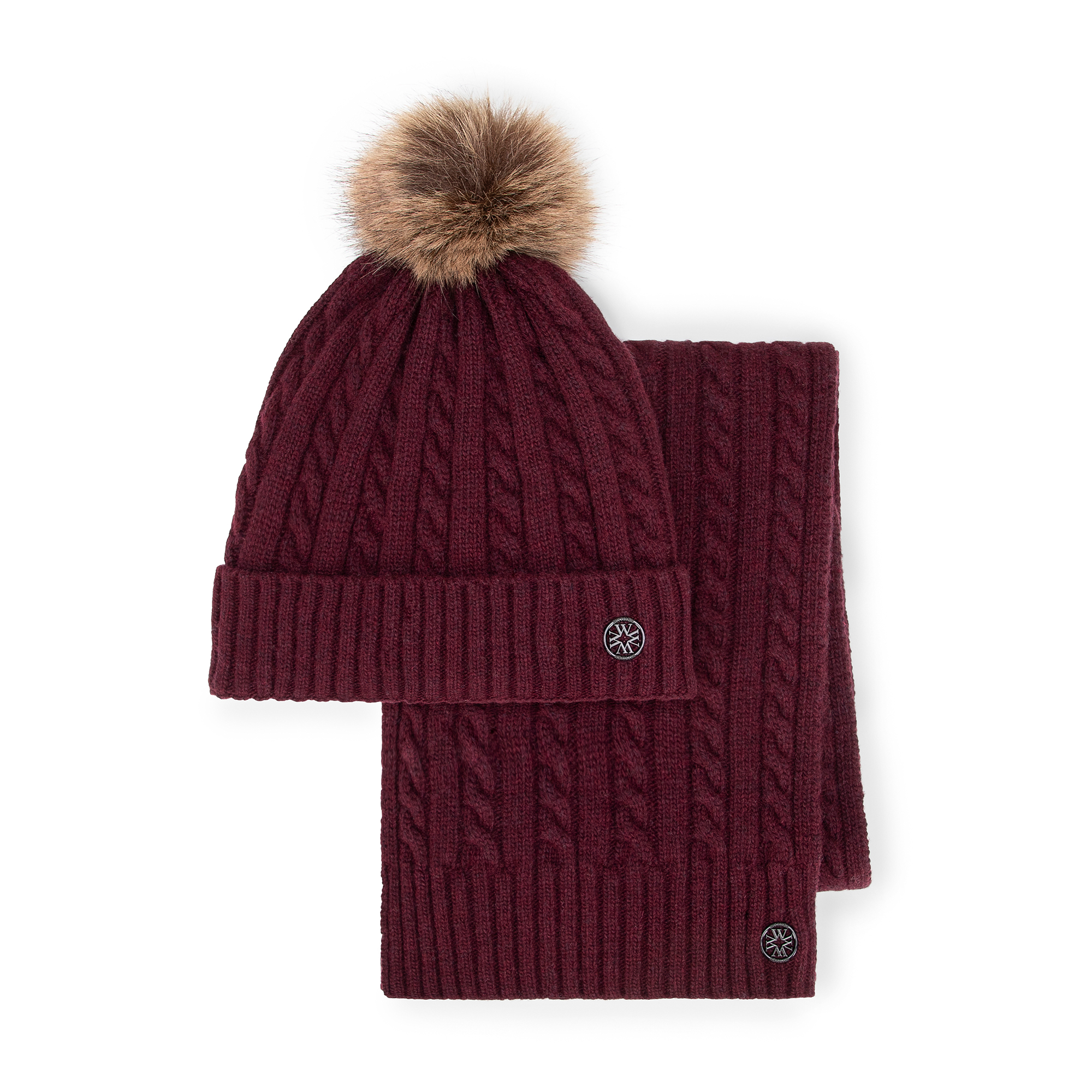 Dámsky zimný komplet s brmbolcom – čiapka a šál