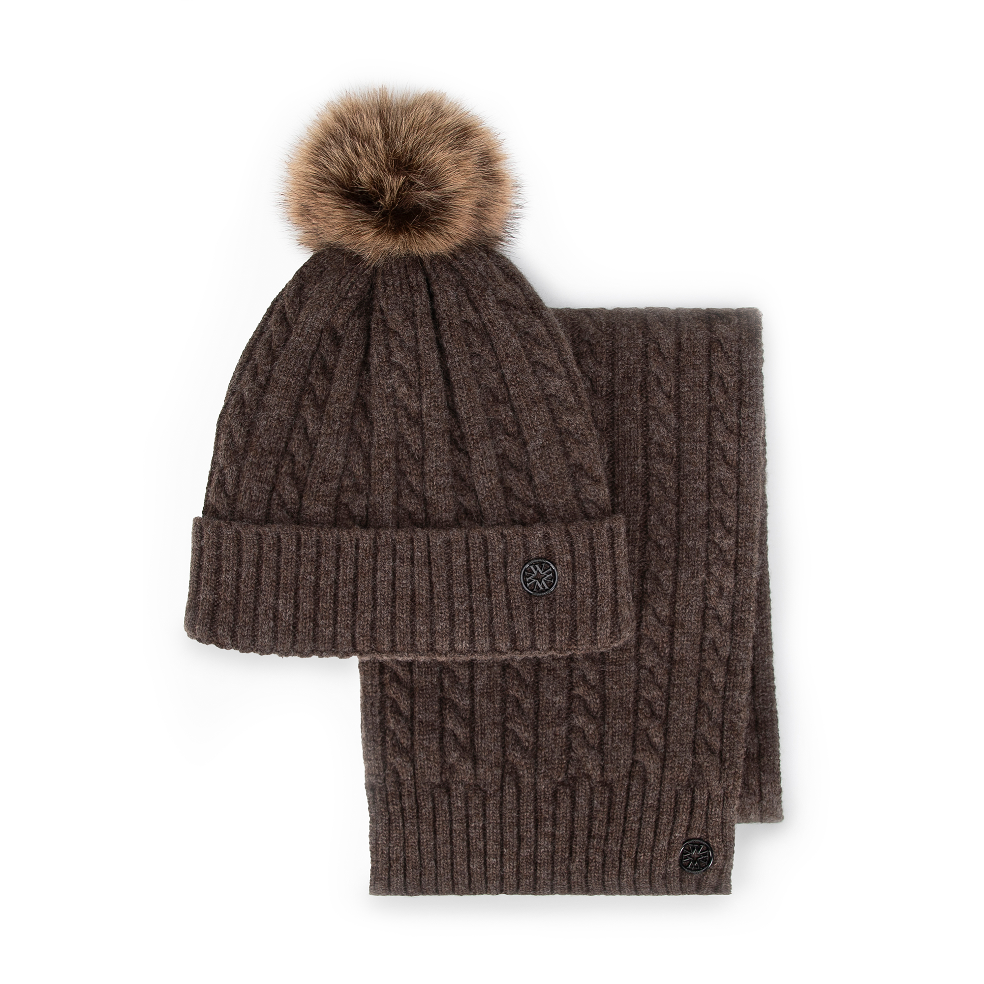 Dámsky zimný komplet s brmbolcom – čiapka a šál