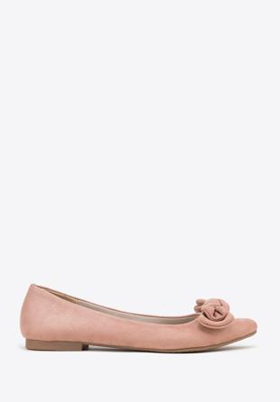 Women's suedette bow detail ballerina flats, muted pink, 98-DP-204-P-41, Photo 1