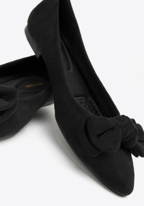Women's suedette bow detail ballerina flats, black, 98-DP-204-1-35, Photo 7