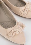 Women's suedette bow detail ballerina flats, light beige, 98-DP-204-P-39, Photo 7