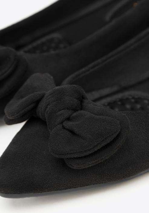 Women's suedette bow detail ballerina flats, black, 98-DP-204-1-40, Photo 8