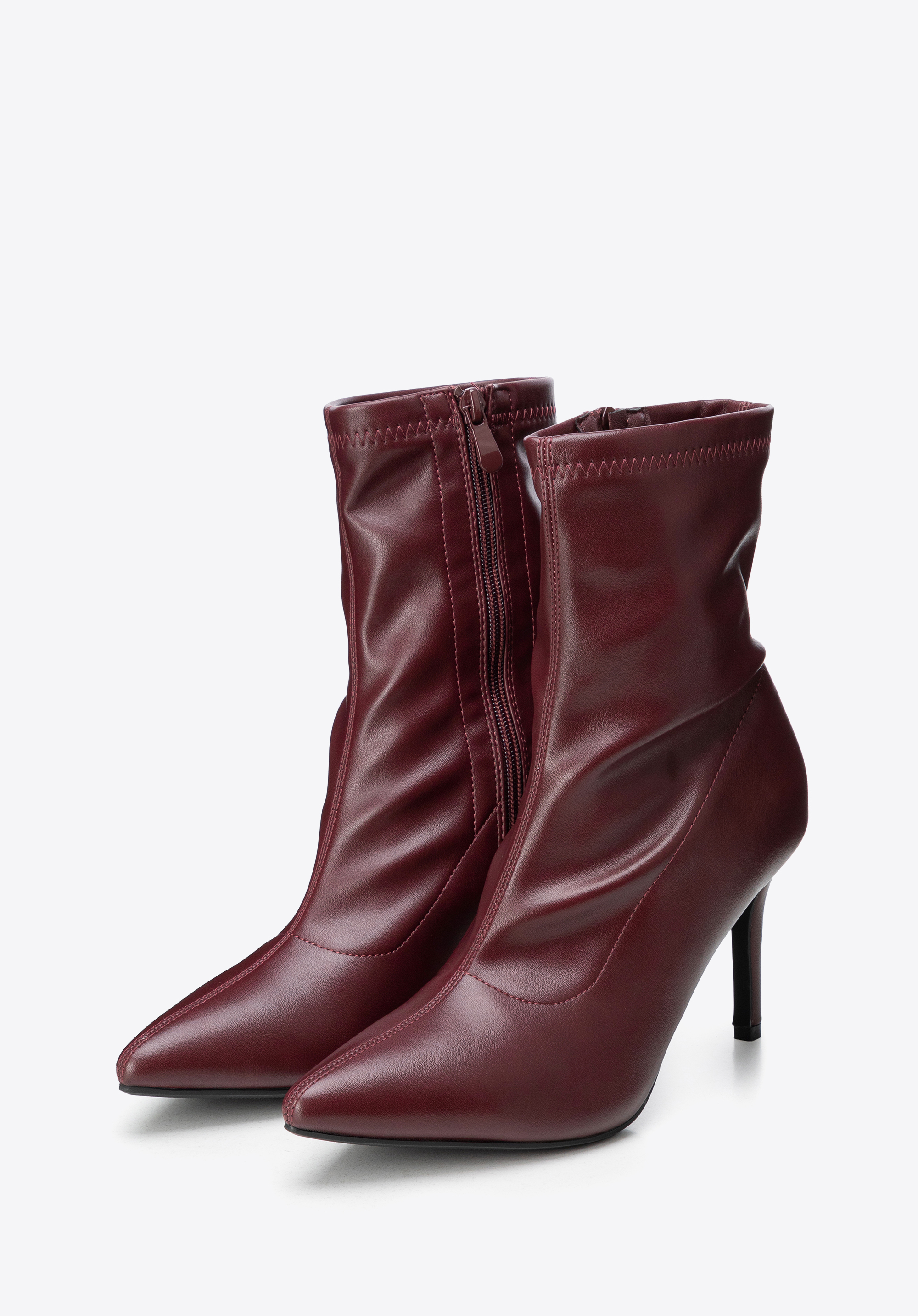 Women's stiletto ankle boots with fitted shape, burgundy, 103-DP-851-3-41, Photo 1