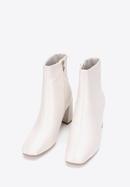 Women's monogram leather ankle boots, cream, 97-D-514-0-39, Photo 2
