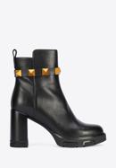 Leather high heel ankle boots, black, 95-D-501-1-40, Photo 1