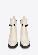 Leather high heel ankle boots, cream, 95-D-501-1-40, Photo 3